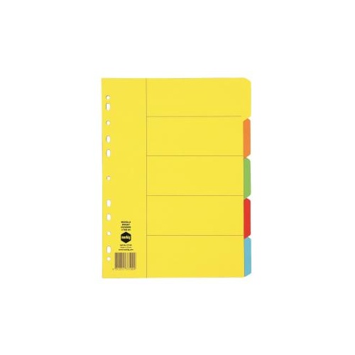 Marbig Divider Manilla A4 5 Tab Bright Coloured (37100F)