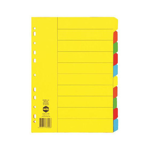 Marbig Divider A4 10 Tab Manilla Multi Coloured (37200F)