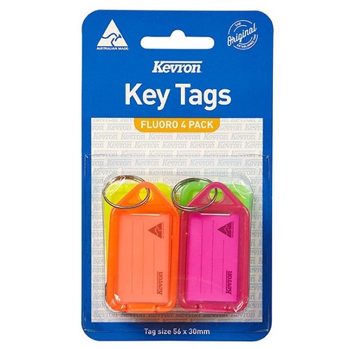 Key Tag Kevron FLURO Pk 4 (ID38PP4)