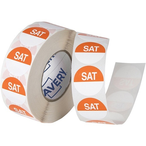 Avery Food Rotation Square Label 40mm Saturday Orange Roll of 500