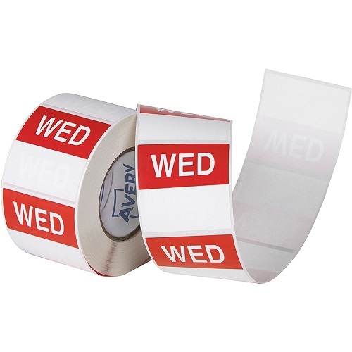 Avery Food Rotation Square Label 40mm Wednesday Red Roll of 500