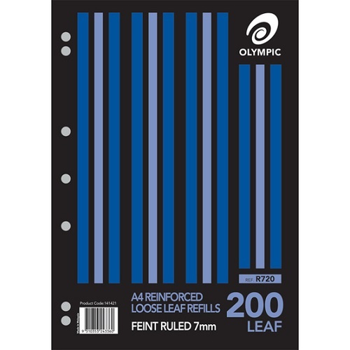 Loose Leaf Refill A4 Olympic Reinforced Ruled Pack 200 (141421)
