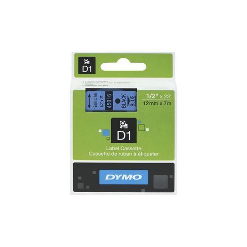 DYMO D1 Label Tape 12mm x 7m Black on Blue (45016)