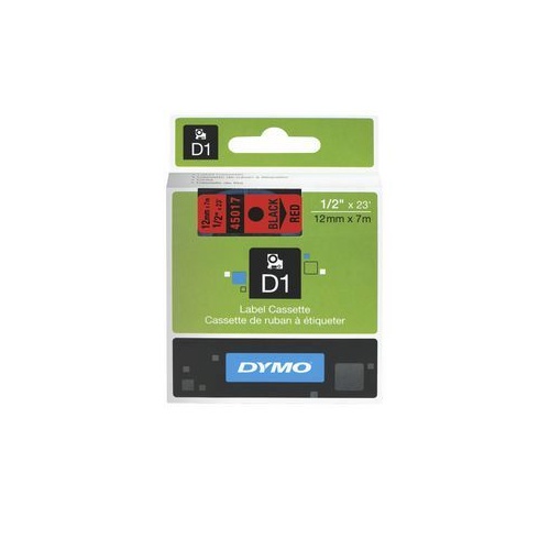 DYMO D1 Label Tape 12mm x 7m Black on Red (45017)