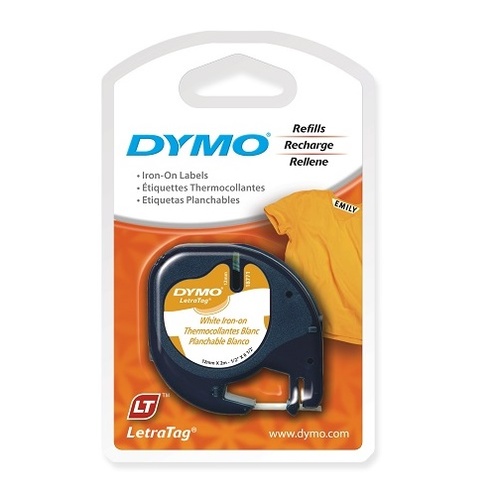 DYMO LetraTag Iron On  label Tape 12mm Black on White (18771)