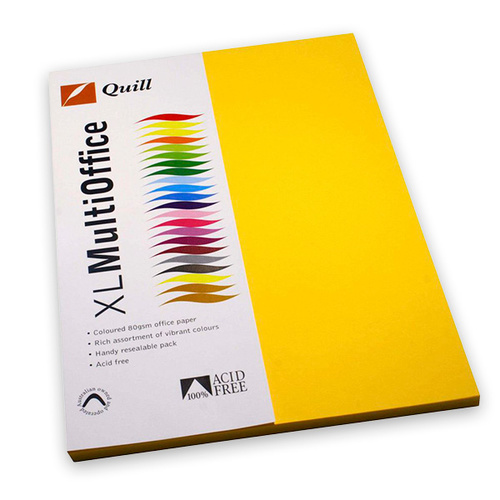 Quill Coloured Copy Paper 80 gsm A4 Sunshine Pk 100 (90068)