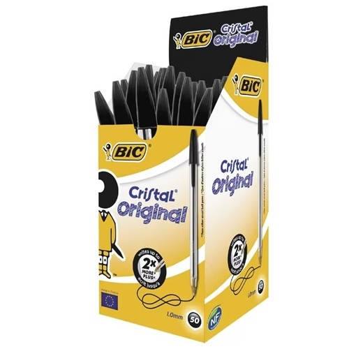 BIC Cristal Ballpoint Pens Medium Black Pack 50