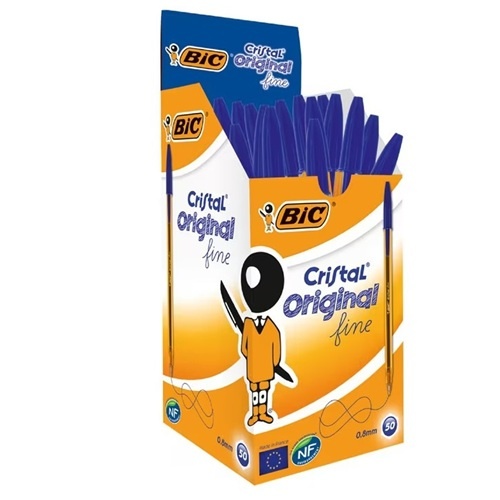 BIC Cristal Ballpoint Pens Medium Blue Pack 50 (954376)