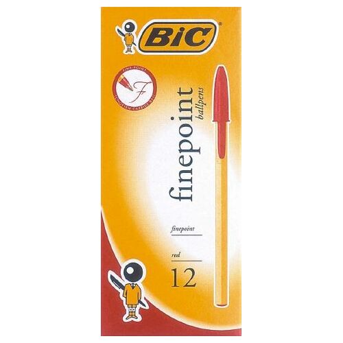 BIC Economy Fine Ballpoint Pens Red Pk 12 (0121)