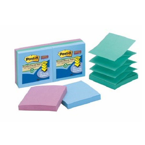 Post It Pop Up Notes Super Sticky 76 x 76mm Recycled BORA BORA PACK 6 R330 6SST