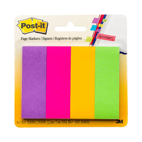 Post-It Paper Page Markers Ultra Large 22.2x73mm 4 colours (671 4AU)