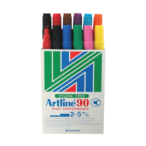 Artline 90 Chisel Permanent Marker Assorted Box 12