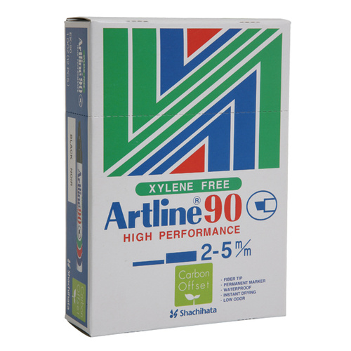 Artline 90 Chisel Permanent Marker Black Box 12