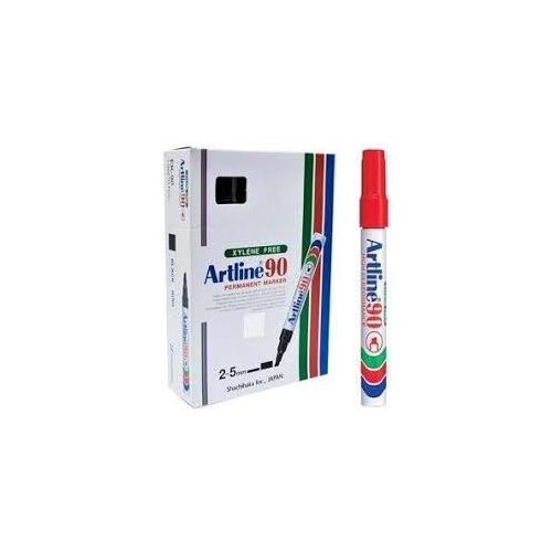 Artline 90 Chisel Permanent Marker Red Box 12