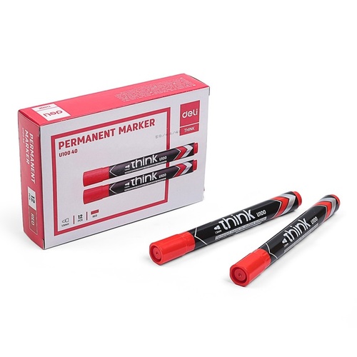 Deli Permanent Marker Bullet Point Red Box 10