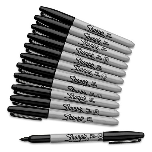 Sharpie Marker Fine  Black Pack 12 (30051)