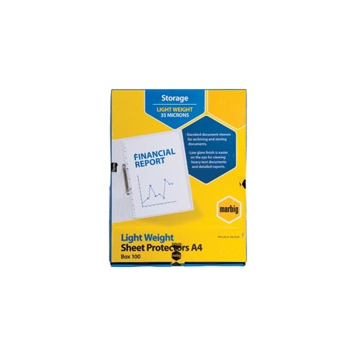 Marbig Light Weight Copysafe Sheet Protectors A4 Box 100