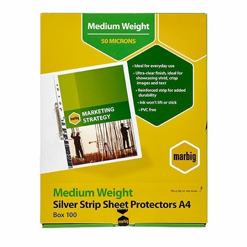 Marbig Medium Weight Copysafe Sheet Protectors A4 Box 100