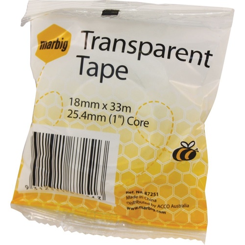 Marbig Office Tape 18mm X 33m (25.4mm core) Clear