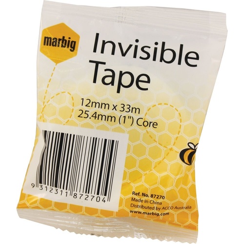 Marbig Invisible Tape 18mm x 33m (25.4mm core) Clear