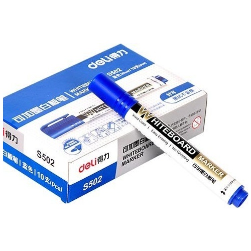 Deli Whiteboard (Dry Eraser) Marker Blue Pack 12 (U00130)