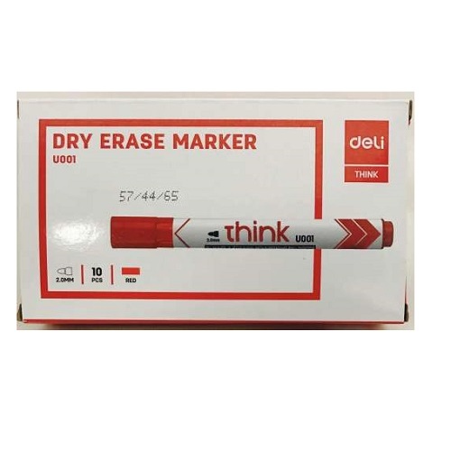 Deli Whiteboard Marker Red Pk 10