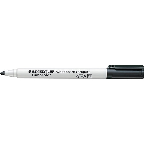 STAEDTLER 341 Lumocolor COMPACT Whiteboard Bullet Tip Markers BLACK Box 10 (3519)