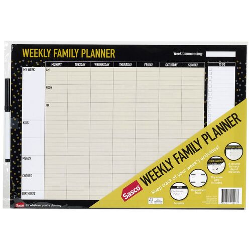 Sasco Undated Weekly Magnetic Family Wall Planner A3 (10671)