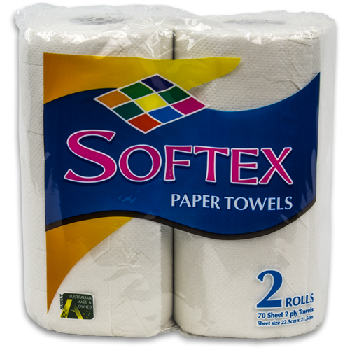 Softex Kitchen Paper Towel Roll 2 Ply 70 sheets Ctn (12 Rolls)