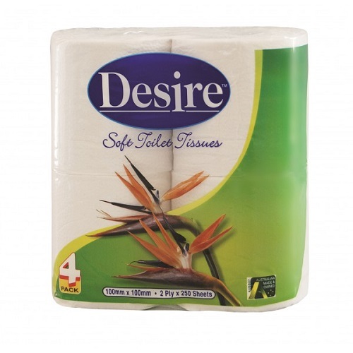 Desire Toilet Roll 2 Ply 180 sheets Ctn (48 Rolls) Australia Made