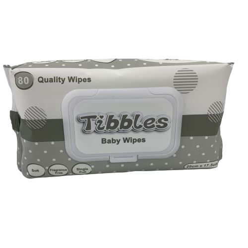 Tibbles Baby Wipes (Squimbles Economy) Ctn (pk 80 x 18)